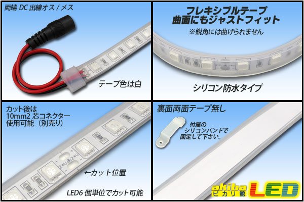 画像2: 24VテープLED60LED/mシリコン防水 緑色 10m (2)
