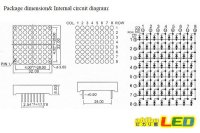 画像1: 8x8ドットマトリクスLED 32mm角 赤色